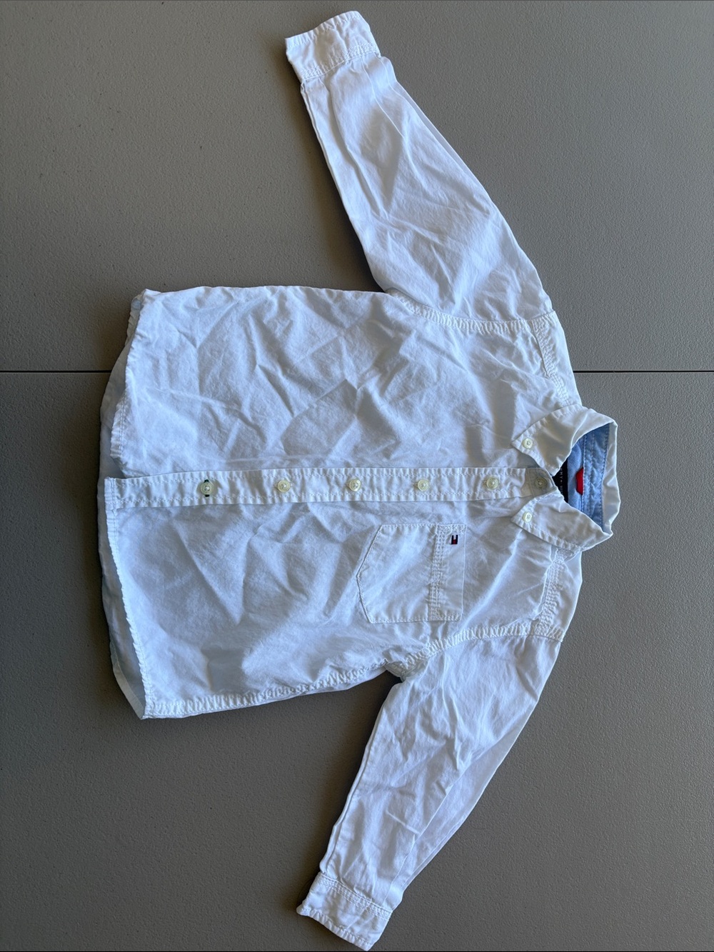 Tommy Hilfiger White Long-Sleeve Kids Button-Down Shirt